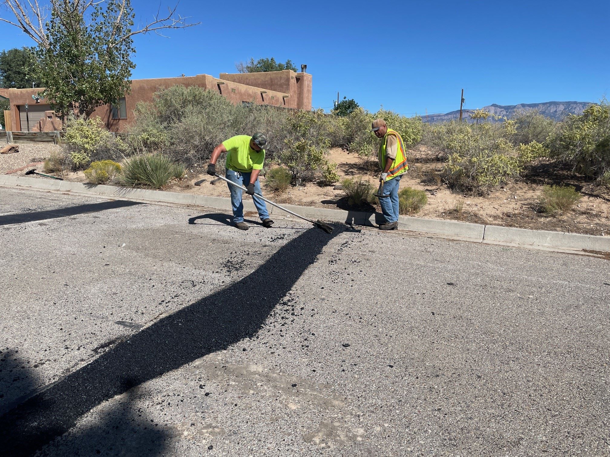 Construction crew road work
