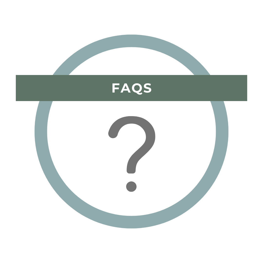 Icon with question mark and text "FAQs"